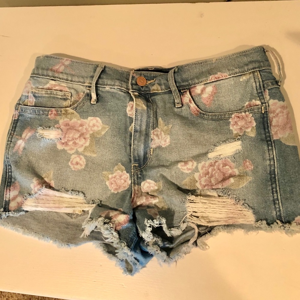 Rose Distressed Jean Shorts